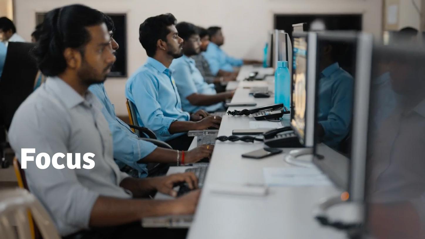 Radiologists in the radiology hub at Aarthi Scans & Labs. 